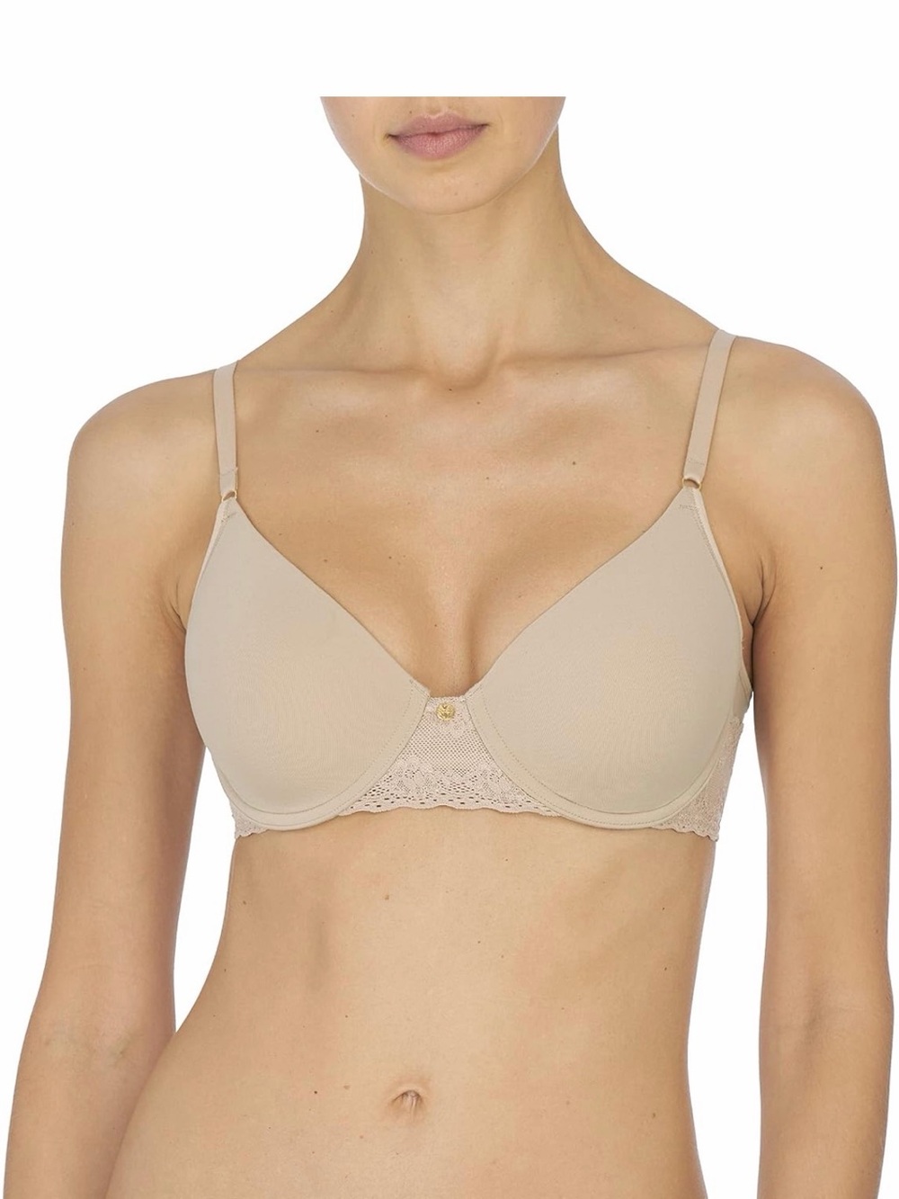 Natori Beige Lace-Trim T-Shirt Bra